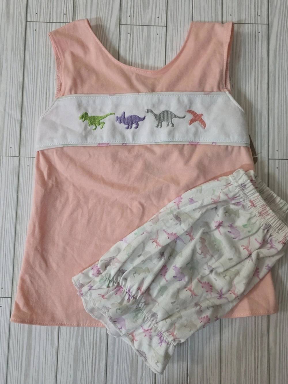 Girls Pink Dinosaur Two-Piece Pajama Set